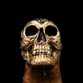 Excellent crafted Men's 1% Runes Skull Outlaw Biker Ring - antiqued Brass